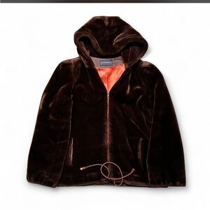 Vintage 70’s 80’s Fur Hooded Zip up Jacket with Drawstring Made in USA